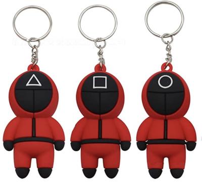 China Wholesale PVC Rubber Sillicon Ring Pendant Lee Jung-jae of squid game 3D key chain the same style for sale