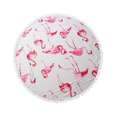 China QUICK DRY Microfiber Round Beach Towel with Absorbent and Flamingo Fringed Non-stick Quick-Drying Beach Towel for sale