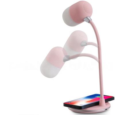 China Desk lamp ; wireless charger; Music LED Speaker Reading Light 3 Color Mode Desk Lamp Eye Protection Desk Light USB Light with Charger Power Wireless Speaker for sale