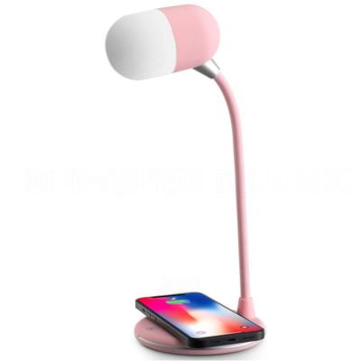 China Desk lamp ; wireless charger; 3 Mode USB Rechargeable Table Lamp Night Light USB Rechargeable Eye Protection Music Speaker Desk Lamp for Study for sale