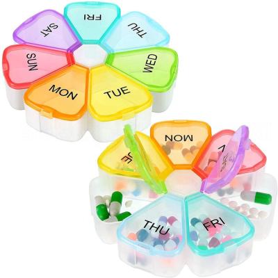 China Pill Holder Box Factory Travel Pill Removable Compartments Weekly Organizer 7 Cases Large Daily Pills Day Pill Organizer for sale