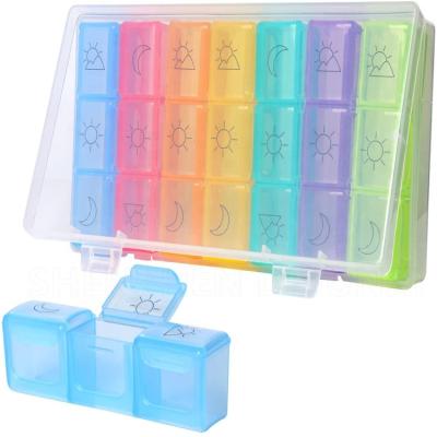 China Weekly Pill Container Pill Holder Box Doubles Protection Pill Case Compartments Large 4 Times A Day 7 Day Pill Box for sale