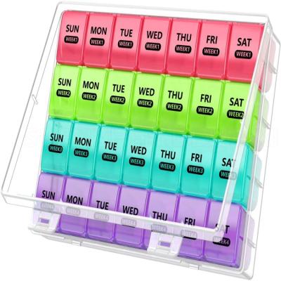 China Weekly Pill Holder Box AM P.M. 7 Day Pill Organizer Large Compartments Moisture-Proof Pill Case Medication Reminder 28Days Pill Boxes for sale