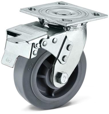 China PIVOT China TPR Industrial Caster And Wheel With All Out Brake For Warehouse Industry Equipment / Trolley / Toolbox 6 Inch 320 Kg 190.5 Mm for sale