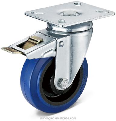 China Flat Plate Rigid Durable Swivel Caster With Full Brake Casters And Wheel Trolley Cart High Load Capacity for sale