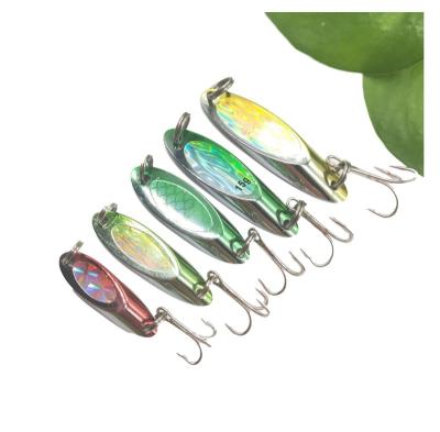 China Metal Fishing Rigs Chrome Miter Cutter Metal Sequin Offshore Surf Spoon Fishing Tackle Lure Single Hook for sale