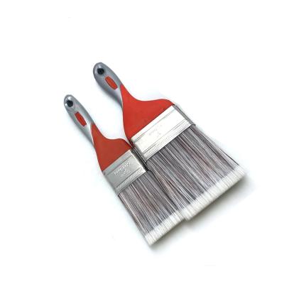 China Promotional Flat/Angle Labour-Saving Paint Brush with Long Rubber Plastic Handle for sale