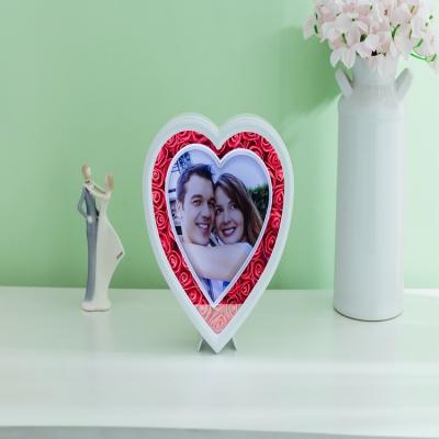 China Best Selling New Multifunctional Heart Shaped Pink LED Magic Photo Frame Of The Mirror Can Be Used As A Mirror Photo Frame for sale