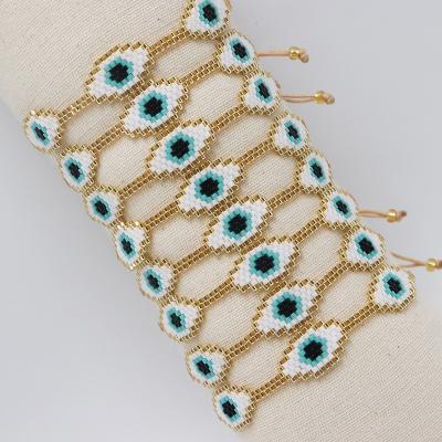 China BOHEMIA New 3 Evil Eye Bracelet Miyuki Blue Women'S Gold Hand-Woven Bohemian Handmade Evil Eye Macrame Miyuki Bead Evil Eye Bracelet for sale