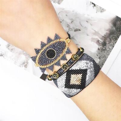 China BOHEMIA popular hand-woven Turkish Devil's Eye pattern bracelet set personalized beaded ethnic style for sale