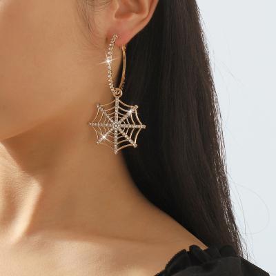 China TRENDY Halloween Spider Pendant Ear Ring Fashion Sweet Cool Full Diamond Charms Halloween Earrings For Women for sale