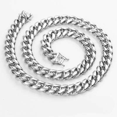 China TRENDY Wholesale Price Hip Hop Cuban Link Chain 316l Stainless Steel Chunky Mens Cuban Link Chain for sale