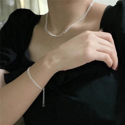 China TRENDY Stacked Band Effect S925 Sparkling Bracelet Women's Simple Basic Three Layer Handicraft for sale