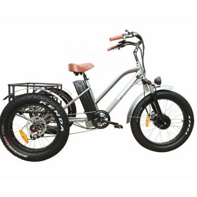 China Standard 24 inch three wheel tire suspension bicycle lithium battery electric cargo tricycle fat for sale