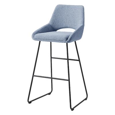 China Fabric Legs/Cover Powder Base Metal Frame Bar Stool Upholstery Supplier Black Upholstered With Fabric Dining Chair Dining Furniture Modern for sale