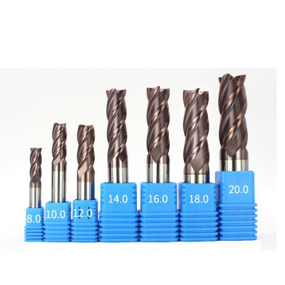 China Tungsten Cobalt Alloy China Manufacturer HRC 55 Degree 4 Edge Plane CNC Milling Cutter Carbide End Mill for sale