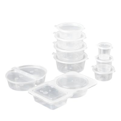 China Small Microwavable Clear Disposable Plastic PP Variety Size Sauce Cup With Lids For Preparing Food Ketchup Salad Dressing for sale