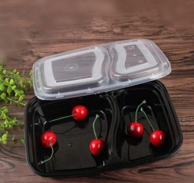 China Safe Disposable Microwave Meal Prep 2 Compartment Food Container Picnic Lunch Box for sale