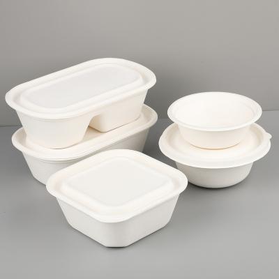 China Microwave Square 100% Safe Biodegradable Disposable Food Container Receptacle Para de biodegradavel Alimentos for Restaurants for sale