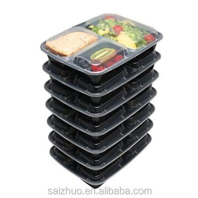 China 3 Compartment Microwave Safe Stackable Meal Prep Plastic Food Container for sale