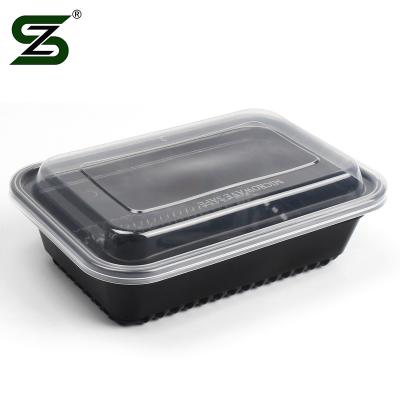 China Black 700ml Microwavable Plastic Disposable Food Container Bento Takeout Box for sale