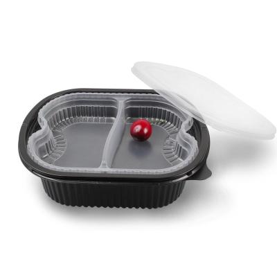 China M182 Disposable Plastic Microwavable Single / Double / Four setion Inner Tray Matched 2 Layer Bento Lunch Box for sale