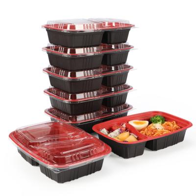 China Microwavable Rectangular Disposable Plastic Food Container 2 Compartment for sale