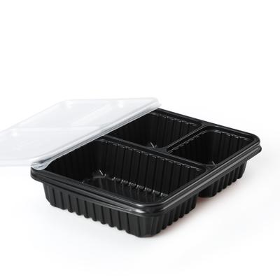 China Microwavable Top Grade Square 3compartment Disposable Plastic Food Container with Clear Lid, Leak Proof, Microwave Safe for sale