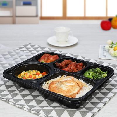 China New Arrival Microwavable Bento Box Microwavable Disposable Containers With 5 Compartment for sale