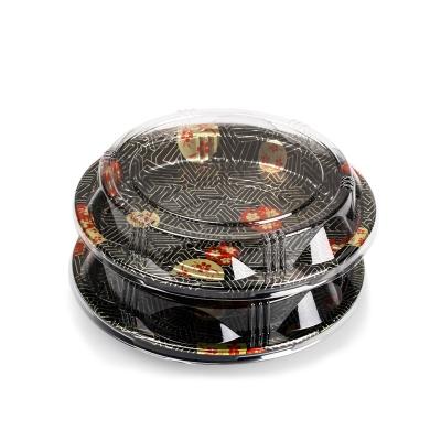 China Sustainable S51R Sakura Printing Disposable Sushi Packaging Tray With Dome Lid for sale