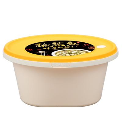 China Double Deck Super Hot Selling New Microwavable Round Noodle Soup Bento Bowl Disposable Fast Food Plastic Takeout High End Box for sale