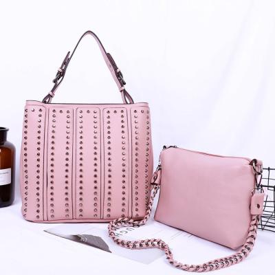 China 2019 Fashion new arrival OEM handbag fashion rivet bag set 2 pcs in 1 set SH843 for sale