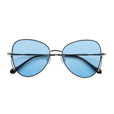 China Fashion Sunglasses MS010 Stainless Steel Thin Clear Lens Sunglasses Pretty For Girl for sale