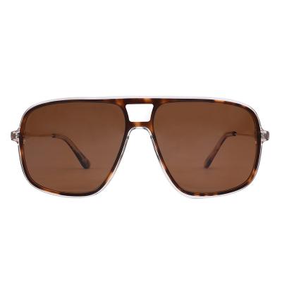 China Fashion TY132 Sunglasses Shape Double Bridge Acetate Frame Oversized Pilot Sunglasses for sale