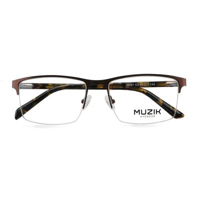 China JS051 Reading Glass Half Rim Brand Glass Eyewear Metal Optical Frame for sale