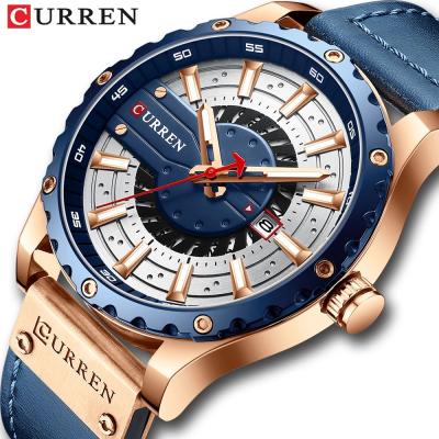 China Day/date NEW CURREN 8374 watches for men fashion business quartz wristwatch with leather clocks watches men wrist for sale