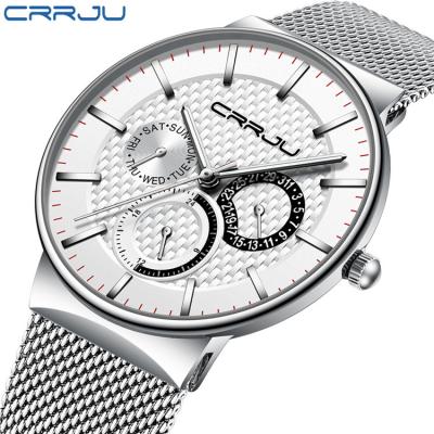 China CRRJU 2153 Chronograph Mens Watches Brand Fashion Top Luxury Sports Waterproof Mens Mesh BandQuartz Business Clock Wristwatch for sale