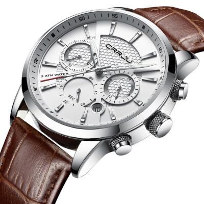 China CRRJU 2212 Chronograph Mens Watches Brand Leather Strap Quartz Casual Business Wrist Watch Fashion Chronograph Watches Men Wrist for sale