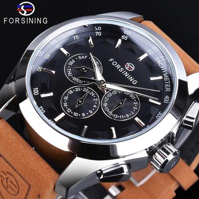 China Forsining Waterproof Watch Men Fashion Calendar Genuine Leather Clock Watches Waterproof Brand Automatic Mechanical Wristwatches for sale