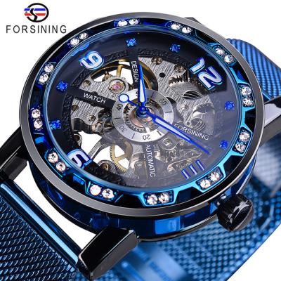 China Brand Luxury Back Light Fashion Mens Watch Forsining Stainless Steel Automatic Creative Steampunk Skeleton Watches Montre Homme for sale