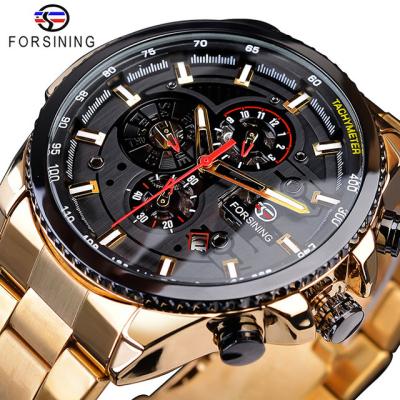 China Luxury Top Brand Stainless Steel Men's Watch Forsining Chronograph Fashion Wrist Clock Mens Automatic Mechanical Watches Montre for sale