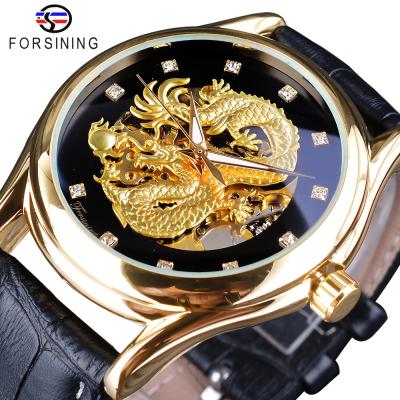 China Luxury Mechanical Wrist Relojes Hombre Automatic Transparent Watches Diamond Watch Dragon Men Hand Chronograph Forsining Watch for sale