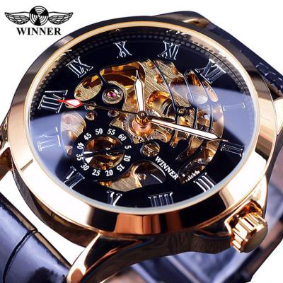 China Chronograph Winner Watches Luxury Brand Skeleton Mens Wrist Automatic Mechanical Watch Small Dial Case Fashion for sale