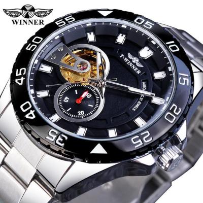 China Stainless Steel Back Light Mens Skeleton Business Watch Automatic Mechanical Clock Sports Watches Dropshipping for sale