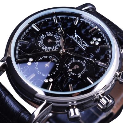 China Jaragar Watch Fashion 3 Dial Ripple Design Waterproof Luxury Men Waterproof Leather Brand Men's Watches Relogios Masculino for sale