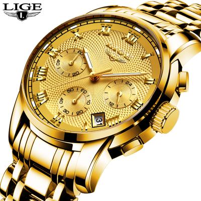 China High Quality Chronograph Watch 9849 New LIGE Sports Watches Full Steel Waterproof Quartz Wrist Men's Watch Montre Homme for sale