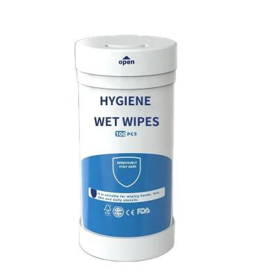 China New Style Best Price Custom 100 Pcs Barrel Logo Hygienic Multiuse Hygiene Wet Wipes for sale