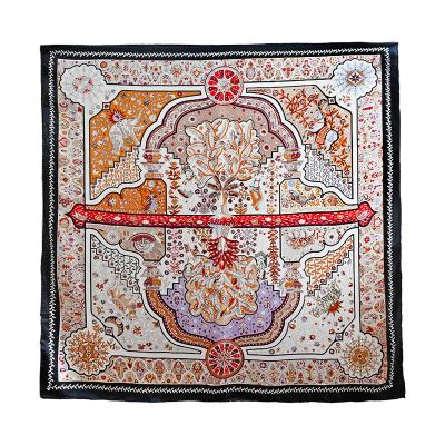 China Soft and smooth natural satin large square scarf 110cm silk bandana printed 100% real silk scarves women shawl scarves in stock for sale