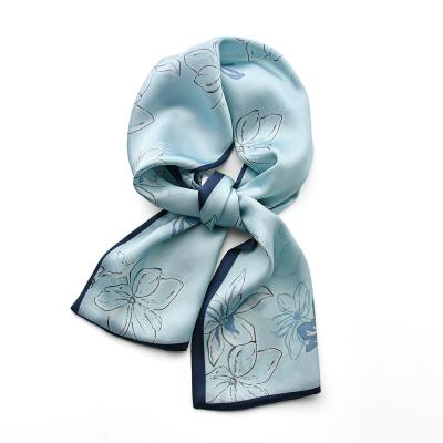 China 100% silk satin soft and smooth scarves for women wholesale or customize hot sale sedums 15*145cm long scarf for sale