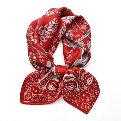 China Soft Chinese Style Hang Zhou Twill Silk Scarf For Women Printed Luxury Cashew Bandana Scarves 65cm for sale